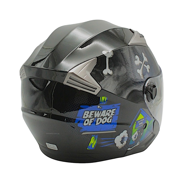 Мото шолом, відкритий (M 57-58) BLD-708 "Bulldog" чорно-синій глянець з відкидними окулярами фото westvelo.com