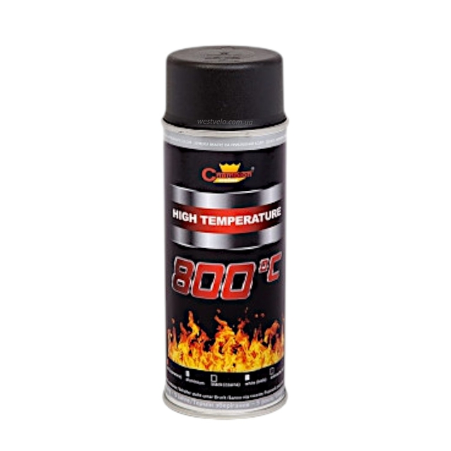 Фарба CHAMPION аерозольна термостійка 400мл. чорна (+800°) фото westvelo.com