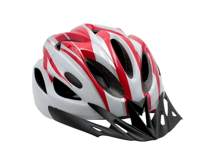 Вело шолом "TK Sport" 074 (56 см) з мигалкою, біло-червоний