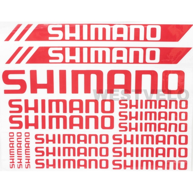 Наклейки SHIMANO білий фон, червоні