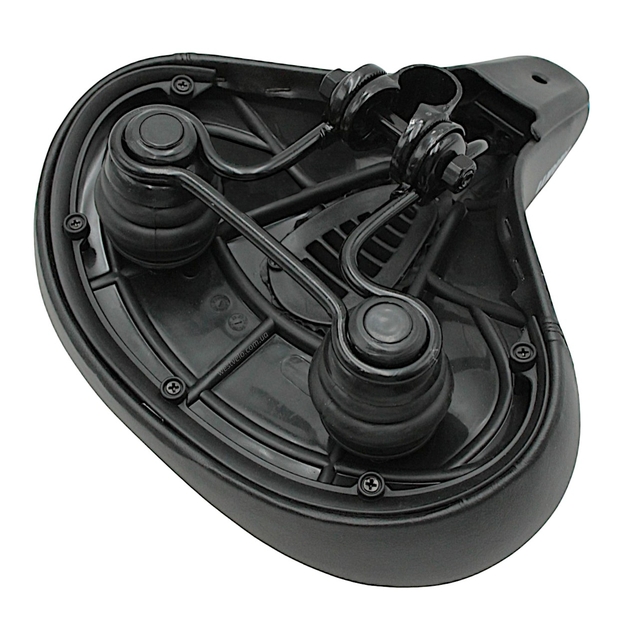 Сідло на демферах з отвором AVANTI AFT-89, чорне м'яке, синя полоска фото westvelo.com