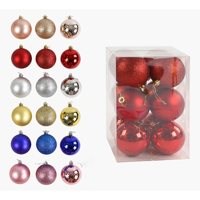 Новорічні прикраси 12 шт, кульки, D = 3,5 см, у слюді, ВИДАЄТЬСЯ МІКС ВИДІВ (C 67656) фото westvelo.com
