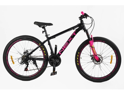 Велосипед 26 AL Corso «NEXT» NX-26368 алюміній 15", (к-т SHIMANO) чорно-рожевий