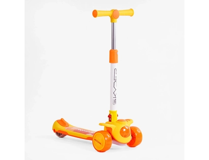 Самокат дитячий 3-х колісний, Skyper BS-911 помаранчево-жовтий, колеса PU Ø125mm зі світлом, музика та підсвічування платформи, кермо складне