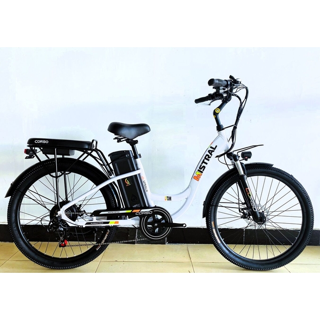 Електровелосипед 26 AL Corso «MISTRAL» MS-26699 алюміній, двигун 600W, акумулятор 48V20Ah, білий фото westvelo.com