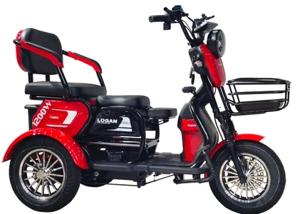 Трицикл Corso «LOGAN PRO» LN-617082, двигун 1200W, акумулятор 72V 28Ah графеновий, червоний + 1 ящик. акум, колеса 10"