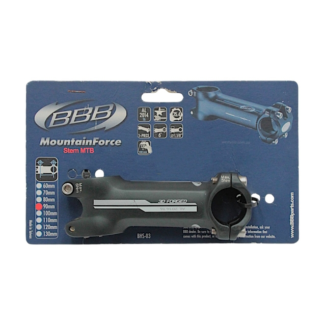 Винос руля на безрізьбову вилку AL. BBB ВН-03 L-90мм Ø28.6-Ø25.4 чорний матовий фото westvelo.com