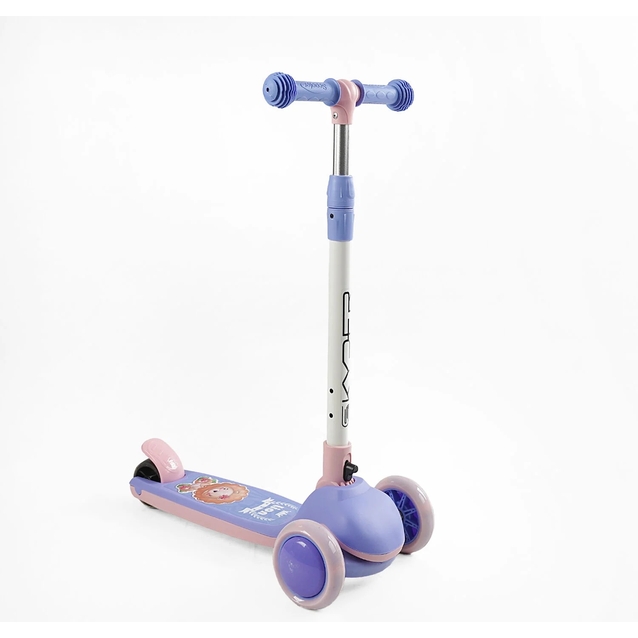 Самокат дитячий 3-х колісний Skyper MR-03465 фіолетовий, колеса PU Ø114mm/35mm зі світлом, музика та підсвічування платформи, кермо складне фото westvelo.com