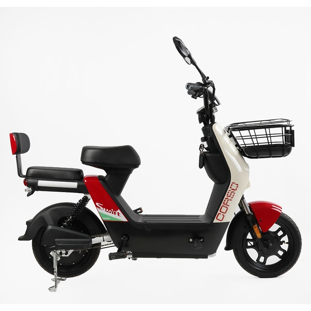 Електроскутер Corso «SWIFT» SW-902450, двигун 500W, акумулятор 60V/20Ah свинцево-кислотний, біло-червоний + 1 ящик. акум, колеса 14" фото westvelo.com