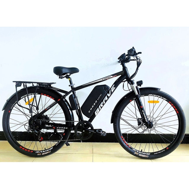 Електровелосипед 29 AL Corso «BRAVE» BR-38817 алюміній 19, двигун 750W, акумулятор 48V20Ah літієвий (к-т SHIMANO) чорно-червоний глянець фото westvelo.com