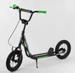 Самокат дитячий 2-х колісний, надувні колеса 12 Corso JT 01019 чорно-салатовий, ручне переднє гальмо фото westvelo.com