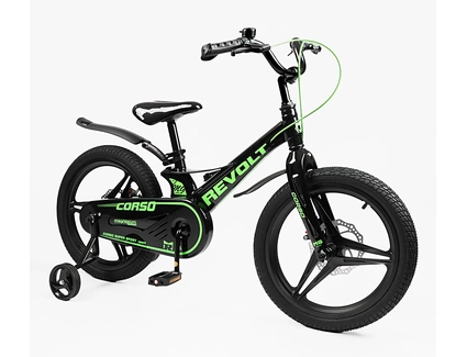 Дитячий велосипед 18 MG Corso «REVOLT» RV-18006, магнієва рама, чорно-салатовий