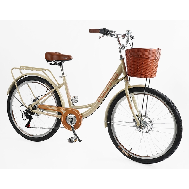 Міський велосипед 26 ST Corso «POLARIS» PS-72411 сталь 16,5", (к-т SHIMANO) бежевий (+к/к/б) фото westvelo.com
