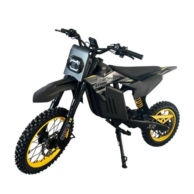 Електродіртбайк підлітковий Corso «STORM» E-2000 Pulse R-19884 двигун 2000W, акумулятор 48V 20.8Ah літієвий, чорно-жовтий, колеса 14/12" фото westvelo.com