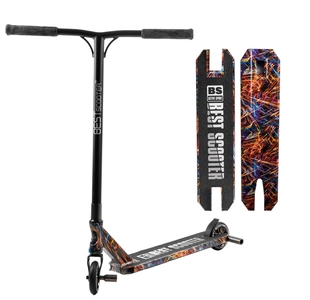 Самокат трюковий Best Scooter «ABSTRACTION» BS-77350 різнокольоровий, HIC-система, пеги, AL диск та дека, колеса PU Ø110mm, ширина керма - 60 см