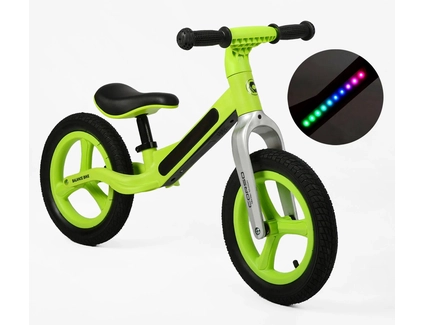 Велобіг 12 Corso, колеса - EVA (піна), нейлонова рама зі світлом QS-33114 салатовий