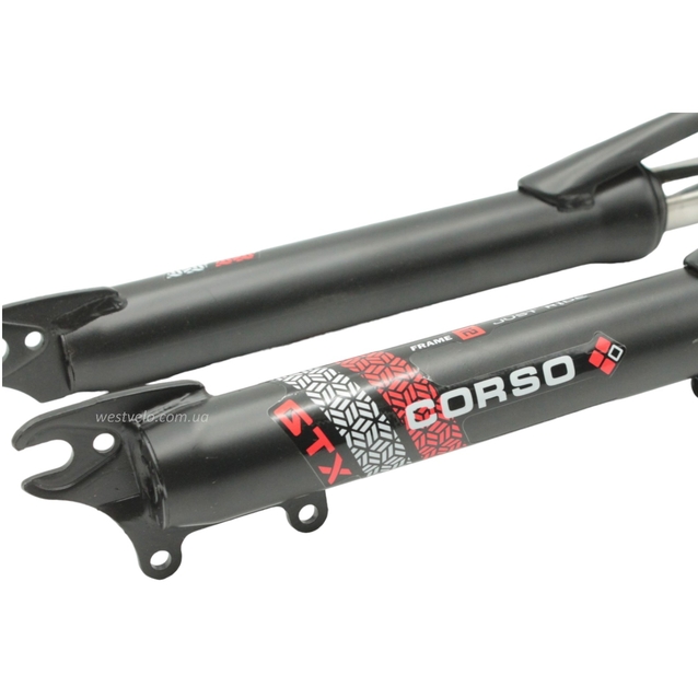 Вилка 24 аморт. різьб. CORSO (619) Ø25.4mm GTX чорно-червона, disk, шток L-150mm р.з L-45mm фото westvelo.com