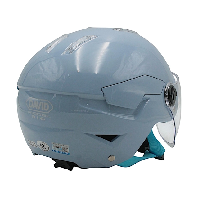 Мото шолом, відкритий (M-S) "DAVID" D316, синій глянцевий (ABS) фото westvelo.com