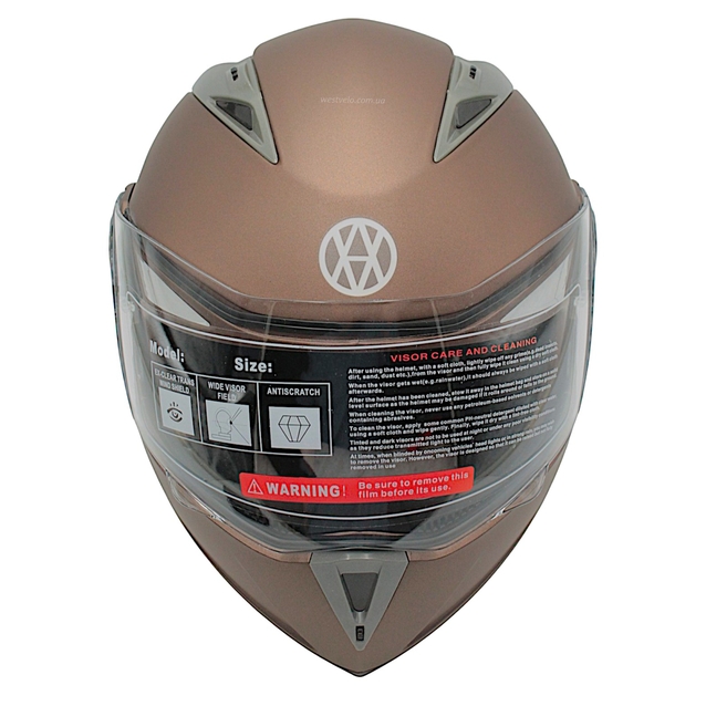 Мото шолом, трансформер (L) (59-60) VLAND 158 бронзовий матовий  з відкидними окулярами фото westvelo.com