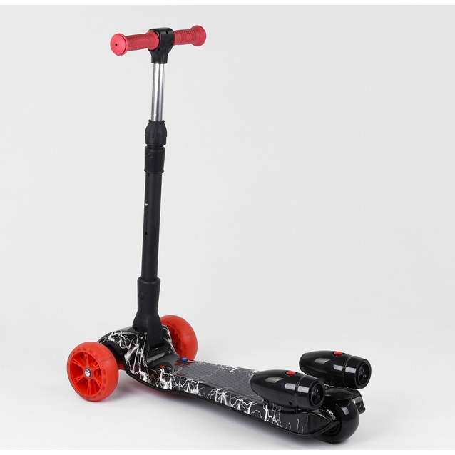 Самокат дитячий 3-х колісний, Best Scooter «MAXI» 80542 чорно-червоний, колеса PU Ø120mm/40mm, парогенератором, МУЗИКА, ТУРБІНИ фото westvelo.com