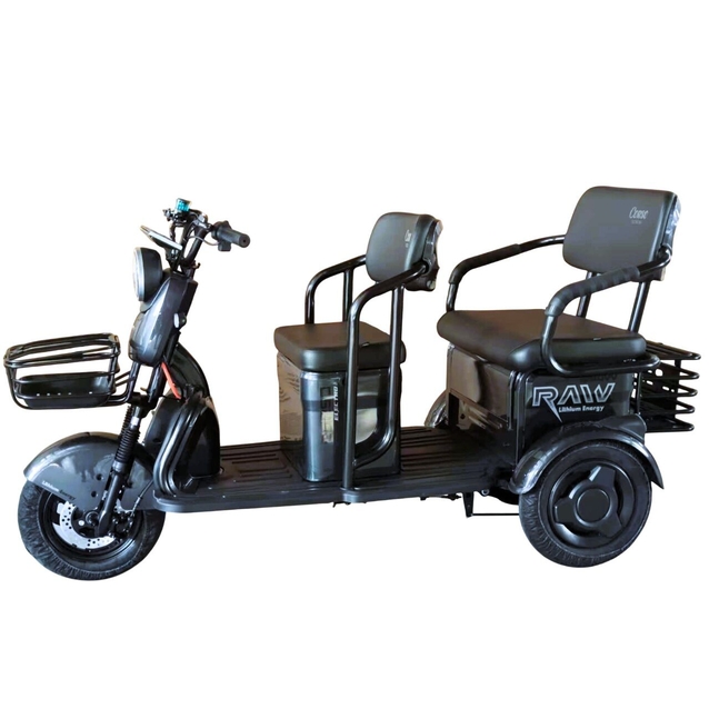Трицикл Corso «RAW PRO» RL-312190, двигун 1200W, акумулятор 72V 24Ah літій-залізно-фосфатний, графітовий + 1 ящик. акум, колеса 10" фото westvelo.com