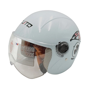 Мото шолом дитячий, відкритий RUITO Т68 білий з червоно-чорним малюнком