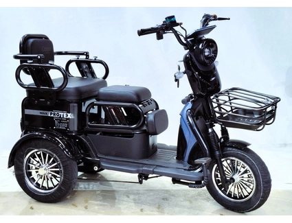 Трицикл Corso «PROTEX MAX» PX-458168, двигун 1200W, акумулятор 72V 28Ah графеновий, чорний + 1 ящик. акум, колеса 10"