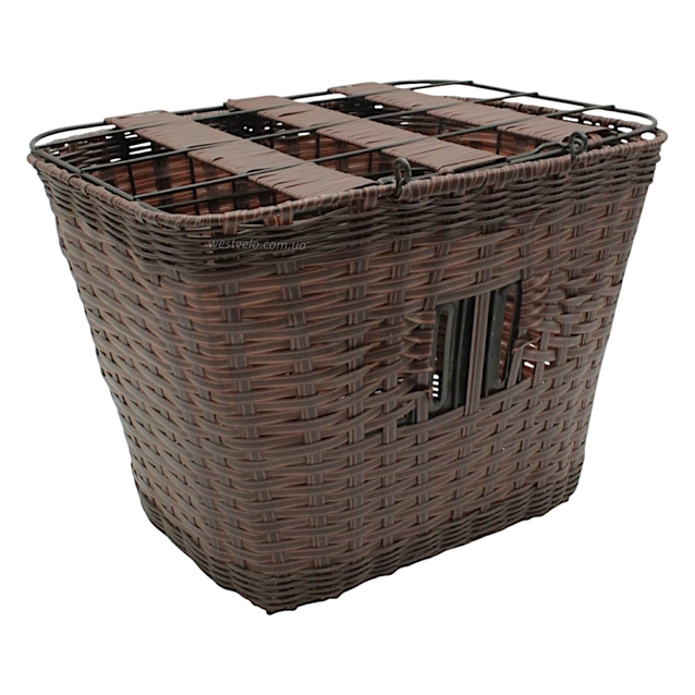 Кошик пластмасовий плетений з кришкою BSK-29 чорний фото westvelo.com
