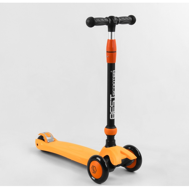 Самокат 3в1 Best Scooter 50584 колеса PU 120х80mm зі світлом, сидіння, амортизатори, батьківська ручка, помаранчевий фото westvelo.com