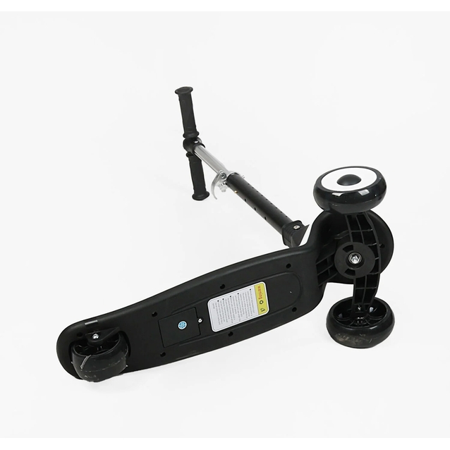 Самокат дитячий 3-х колісний Skyper S-605-83 L чорний, колеса PU Ø125mm/35mm зі світлом, підсвічування платформи та керма, кермо складне фото westvelo.com