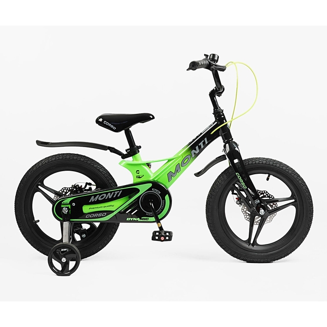 Дитячий велосипед 16 MG Corso «MONTI» MT-16500, магнієва рама, чорно-салатовий фото westvelo.com