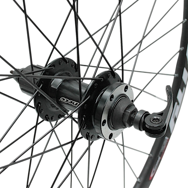 Колесо 26 зад, обід 2-ний чорний, втулка AL NECO MS37R касета (8-10S), диск 6 болтів, ексцентрик, чорна спиця фото westvelo.com