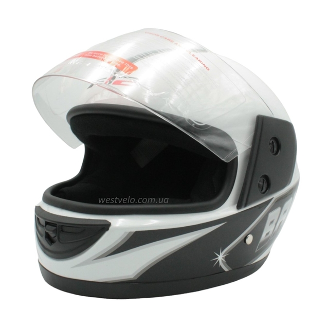 Мото шолом, закритий (XS 53-54) F2 "BAILIDE", білий глянець (825-2) фото westvelo.com