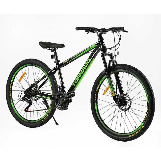 Велосипед 27.5 ST Corso «TORNADO» TR-27257 сталь 15,5", (к-т SHIMANO) чорно-салатовий фото westvelo.com