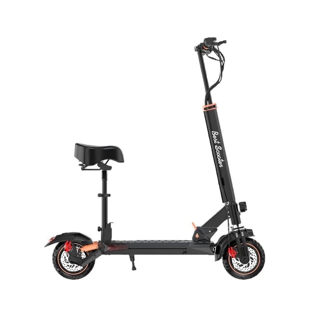 Електросамокат Best Scooter MS-40140 двигун 2х1200W, акумулятор літієвий 48V 17.5Ah з сидінням, складний, колеса 10, чорно-помаранчевий фото westvelo.com