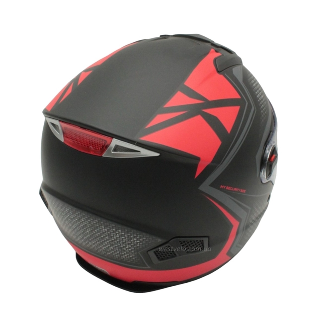 Мото шолом, закритий (S 55-56) F2 М61 чорно-червоний, матовий з відкидними окулярами фото westvelo.com
