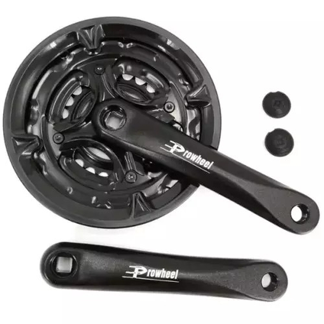 Система шатунів мтв велика PROWHEEL  AL. чорна (28/38/48Т) L-170мм. фото westvelo.com