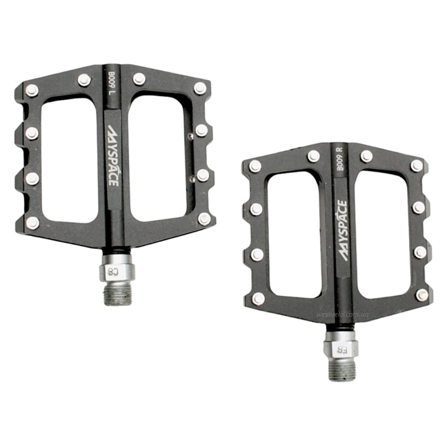 Педалі алюміній проми MYSPACE В009, чорні з змінними шипами фото westvelo.com