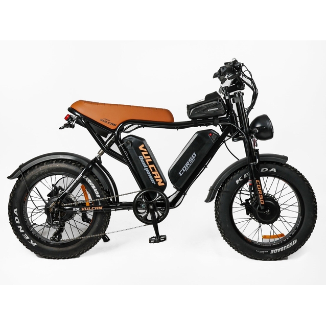 Електрофетбайк 20 ST Corso «VULCAN» L-89127-316 сталь, двигун 2х1000W, акумулятор 2х48V 18Ah літієвий, (к-т SHIMANO) чорно-коричневий фото westvelo.com