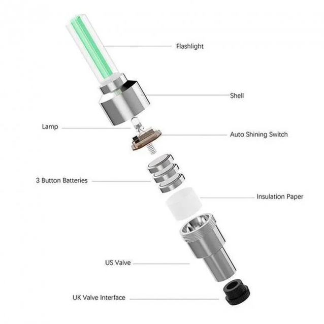 Мигалка-ковпачок на ніпель колеса прозора (зелена) фото westvelo.com
