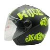 Мото шолом, відкритий (XS 53-54) F2-707, чорно-салатовий, матовий, з відкидними окулярами фото westvelo.com