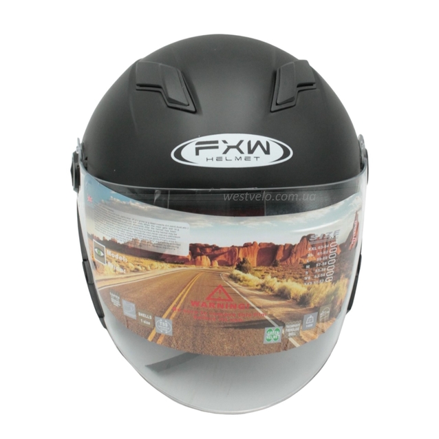 Мото шолом, відкритий (L) FXW HF-223 чорний матовий, + окуляри фото westvelo.com