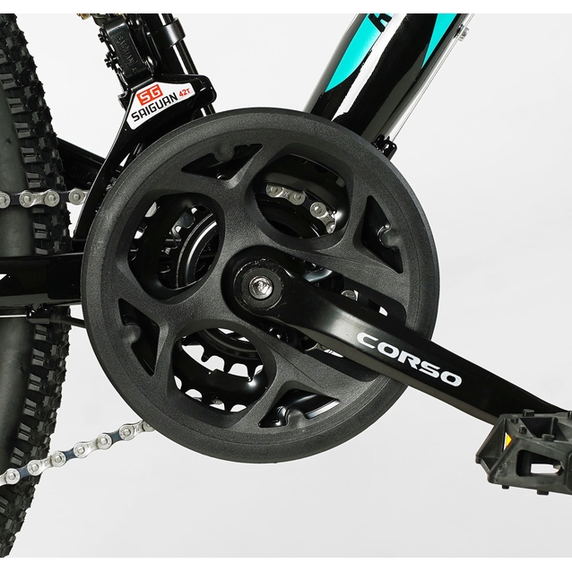 Велосипед 26 ST Corso «INTENSE» NT-26469 сталь 13", (к-т Saiguan) чорно-бірюзовий фото westvelo.com