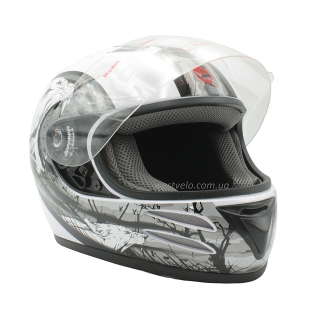 Мото шолом, закритий (L) "HELMO" Інтеграл XZF868, чорний глянцевий фото westvelo.com