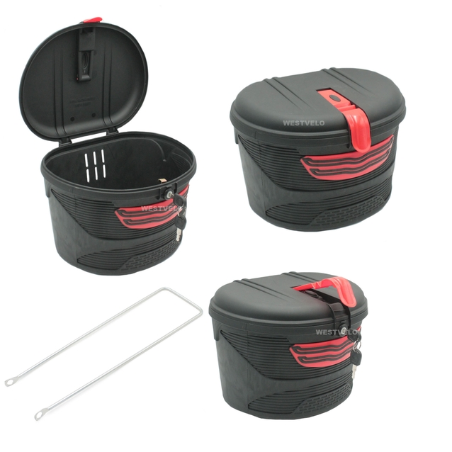 Кошик пластмасовий чорний, з кришкою та замком (AFT-136) фото westvelo.com