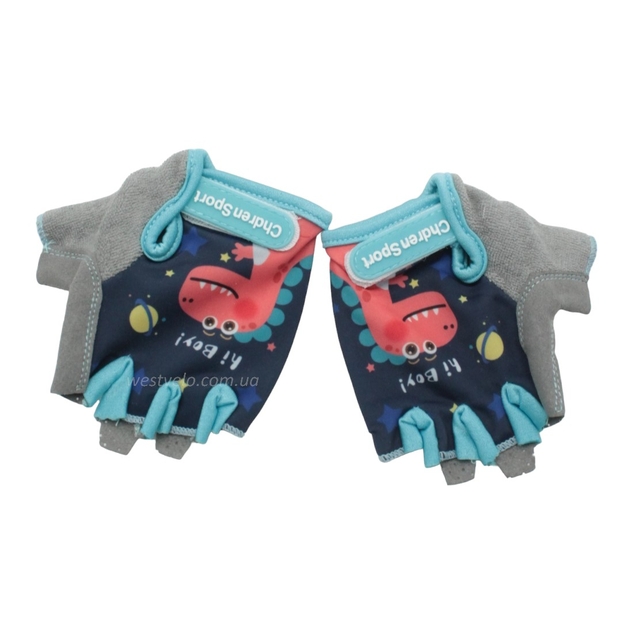 Рукавиці дитячі "М" cиньо-блакитні ДИНОЗАВРИК фото westvelo.com