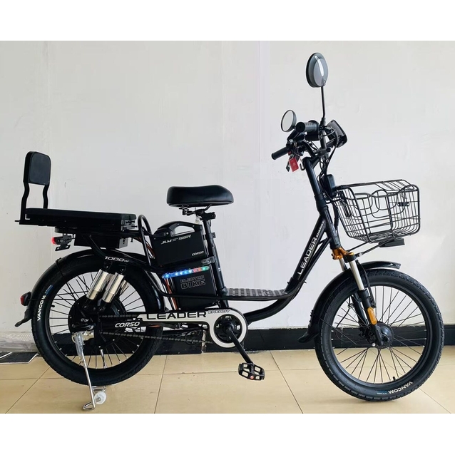 Електровелосипед 22 ST Corso «LEADER» LN-22457 сталь, двигун 1000W, акумулятор 60V26Ah літієвий, чорний фото westvelo.com