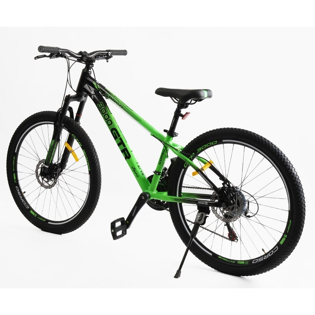 Велосипед 26 AL Corso «GTR-3000» GTR-71090 алюміній 13", (к-т SHIMANO) чорно-салатовий фото westvelo.com