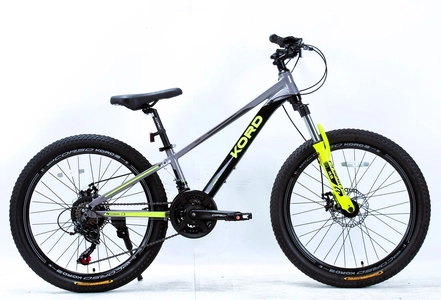 Велосипед 24 AL Corso «KORD» KD-24822 алюміній 11", (к-т SHIMANO) чорно-сіро-жовтий