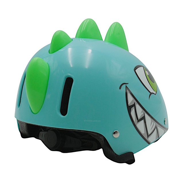 Вело шолом дитячий 585 "Динозавр" блакитний, регульований фото westvelo.com